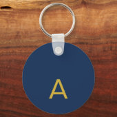 Porte-clés Couleur Or & Bleu Monogramme Initial Professionnel (Recto)