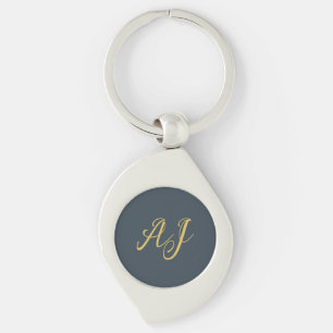 Porte-clés Couleur Or Charbon Monogramme Initial Professionne