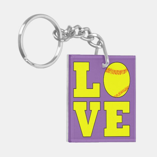 Porte-clés Couleur personnalisée Cute Fastpitch Softball Love (Devant gauche)