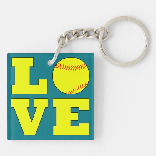 Porte-clés Couleur personnalisée Cute Fastpitch Softball Love (Dos)