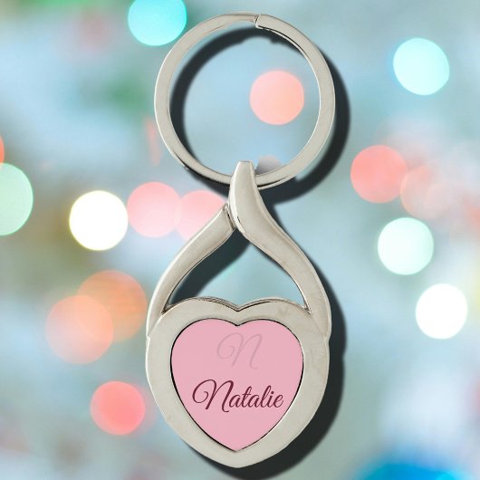 Porte-clés Couleur rose pastel monogrammée