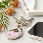 Porte-clés Couleur rose pastel monogrammée (Côté )