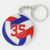 Porte-clés couleur rouge blanc bleu de l'équipe volleyball pe (Dos)