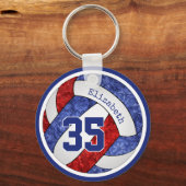 Porte-clés couleur rouge bleu blanc de l'équipe volleball per (Verso)
