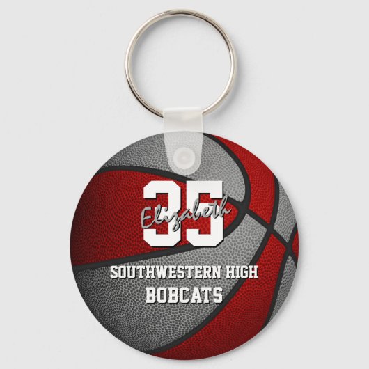 Porte-clés couleur rouge gris de l'équipe de basket (Recto)