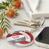 Porte-clés couleur rouge gris de l'équipe volleyball personna (Devant droit)