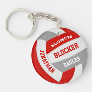 Porte-clés couleur rouge gris de l'équipe volleyball personna
