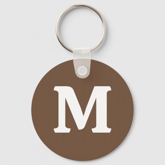 Porte-clés Couleur solide Brown café | Monogramme (Recto)