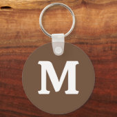 Porte-clés Couleur solide Brown café | Monogramme (Recto)
