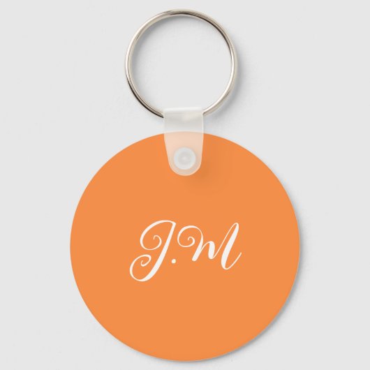 Porte-clés Couleur unie orange avec monogramme initiales pour (Recto)