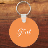 Porte-clés Couleur unie orange avec monogramme initiales pour (Recto)