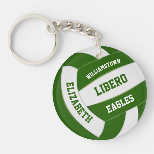 Porte-clés couleur vert blanc de l'équipe volleyball personna (Devant)