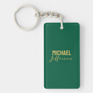Porte-clés Couleur verte or élégante moderne minimaliste nom