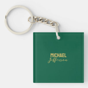 Porte-clés Couleur verte or élégante moderne minimaliste nom