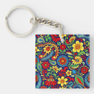 Porte-clés Couleurs arc-en-ciel Design de marguerite