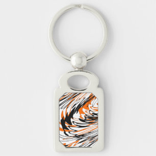 Porte-clés Couleurs Bengale Lignes Orange et Noires Ondulées