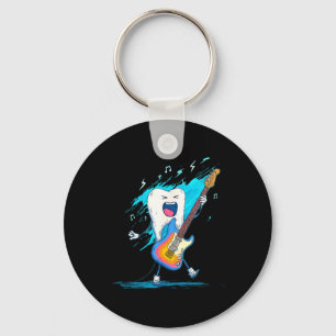 Porte-clés Couleurs cool et dent qui balance avec guitare éle