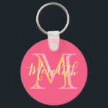 Porte-clés Couleurs élégantes Lilacs Or Personnalisé Nom du m<br><div class="desc">Ce design élégant et sophistiqué présente des lettres multicolores uniques pour le Monogramme et le Prénom. Les couleurs sont douces et douces comme une fleur. Pour toute question de conception ou demande spéciale,  envoyez un courriel à charmdesignstudio@rcn.com et nous serons heureux de vous aider.</div>