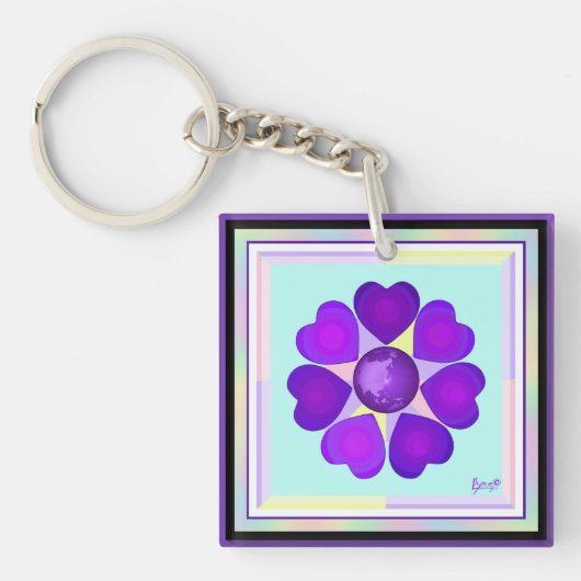 Porte-clés Couleurs pastel & coeurs violets battre (Devant)