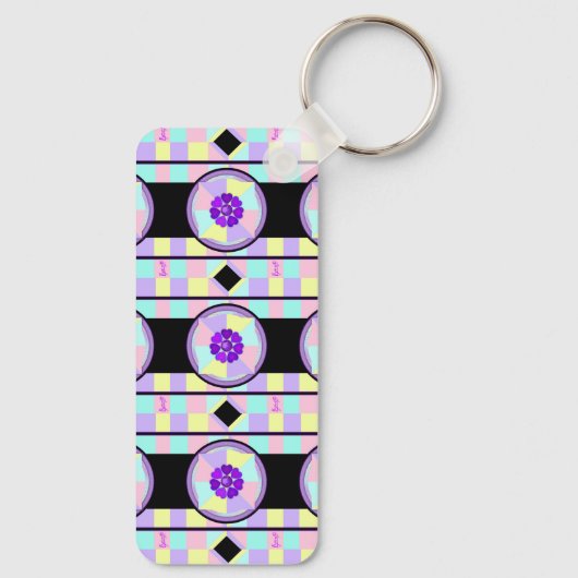 Porte-clés Couleurs pastel & coeurs violets battre (Verso)