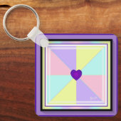 Porte-clés Couleurs pastel & coeurs violets battre (Recto)