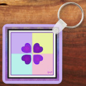 Porte-clés Couleurs pastel & coeurs violets battre (Verso)