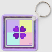 Porte-clés Couleurs pastel & coeurs violets battre (Dos)