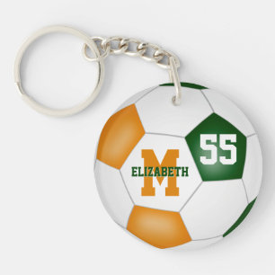Porte-clés couleurs scolaires orange vert sac étiquette