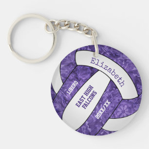 Porte-clés couleurs violet blanc de l'équipe volleyball perso