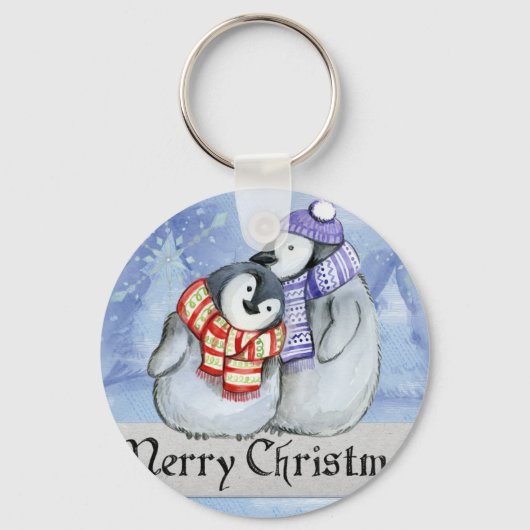 Porte-clés Coupe-couple de pingouins hugging (Recto)