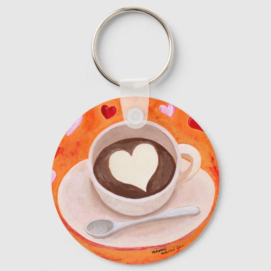Porte-clés Coupe de café avec coeur (Recto)