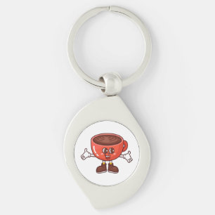 Porte-clés Coupe de café caricaturale amusante et amusante