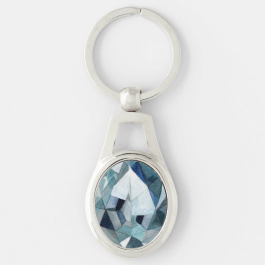 Porte-clés Coupe de diamant brillant look bleu gris design (Devant)