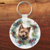 Porte-clés Coupe de la fête de la couronne de Noël Terrier au (Recto)