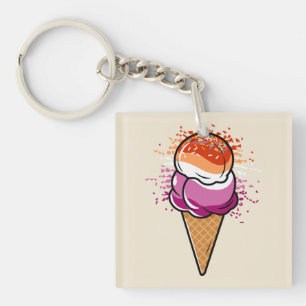 Porte-clés Coupe Lesbienne Sapphic LGBT Pride Drapeau Crème g