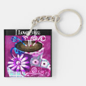 Porte-clés Coupe Whimsical de café Peinture Abstraite Purple (Dos)