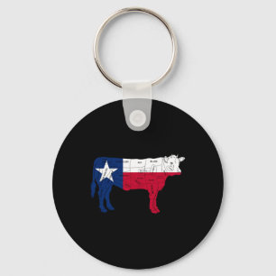 Porte-clés Coupes de boucher de boeuf BBQ drapeau du Texas Rb