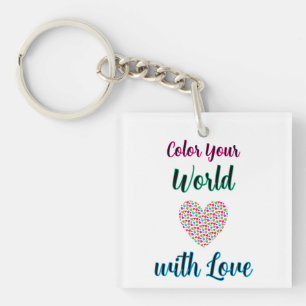 Porte-clés Coupez votre monde avec amour - Design cardiaque d