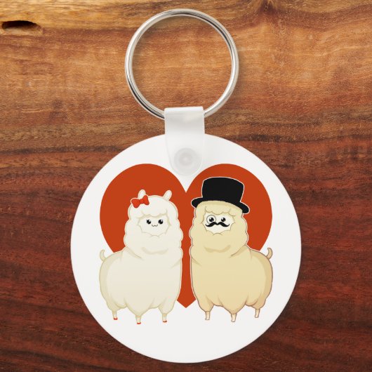 Porte-clés Couple Alpaca mignon (Recto)