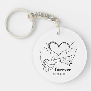 Porte-clés Couple avec le nom Custom Anniversary Idée cadeau