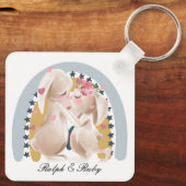Porte-clés Couple Couple Bunny Rainbow Customisé Cadeau lui (Verso)