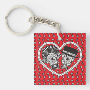 Porte-clés Couple crâne sucre