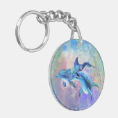 Porte-clés Couple dauphin - Ajouter votre image / texte (Devant gauche)