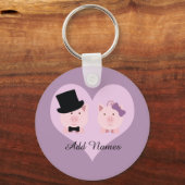 Porte-clés Couple de cochon mignon (Recto)