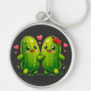 Porte-clés Couple de cornichons mignons design drôle kawaii.