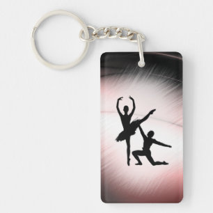 Porte-clés Couple de danse de ballet accent rose
