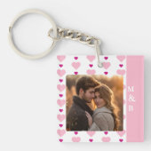 Porte-clés Couple de photo rose et blanc mignon (Devant)