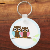 Porte-clés Couple d'hibou sur une branche (Recto)