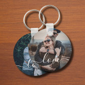 Porte-clés Couple Engagement 2 Photo Love Script
