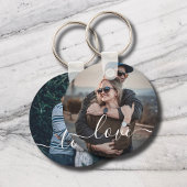 Porte-clés Couple Engagement 2 Photo Love Script
